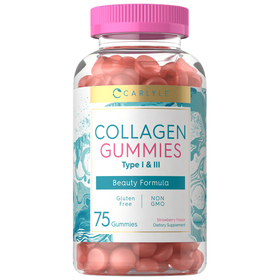 Collagen Gummies | 180 Count | Type 1 & 3 | Strawberry Flavor | by Carlyle