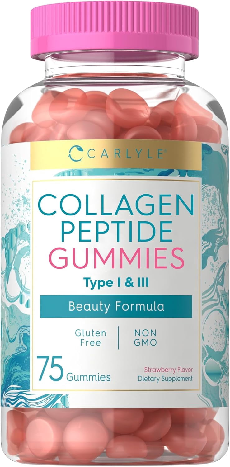 Collagen Gummies | 180 Count | Type 1 & 3 | Strawberry Flavor | by Carlyle