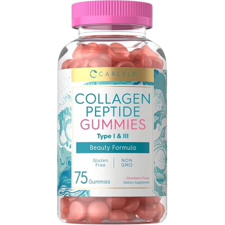 Collagen Gummies | 180 Count | Type 1 & 3 | Strawberry Flavor | by Carlyle
