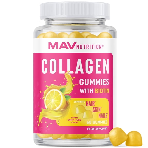 Collagen Gummies for Women | 200mg Hydrolyzed Collagen + 2500mcg Biotin for Anti Aging, Hair Growth, Skin, Strong Nails | Non-GMO| 60 Ct
