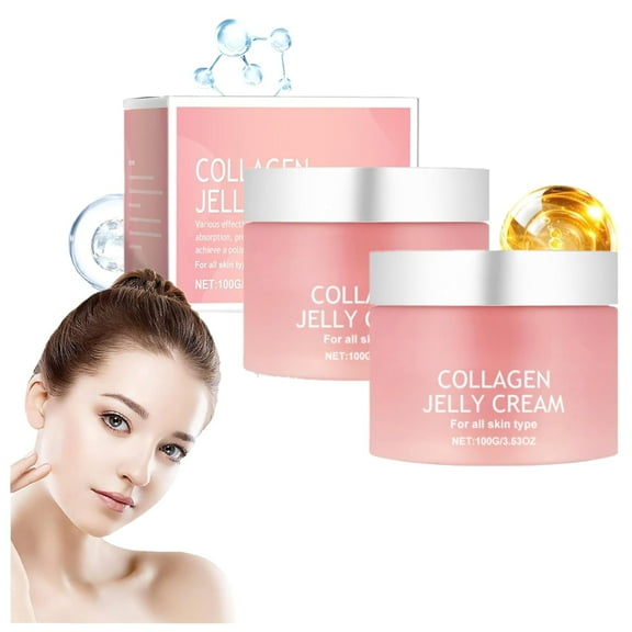 Collagen Jelly Cream, Hydrating & Firming Moisturizer with Freeze-Dried Hydrolyzed Collagen, Korean Collagen Cream Reduce Fine Lines & Dullness For All Skin Types