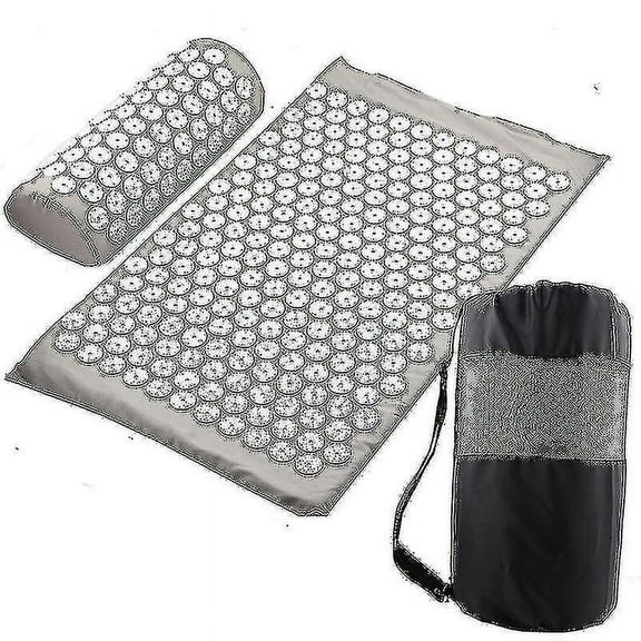 Naiwang Massage Yoga Mat Acupressure Mat Relieve Stress Back Body Pain Spike Mat Massager Cushion(gray)