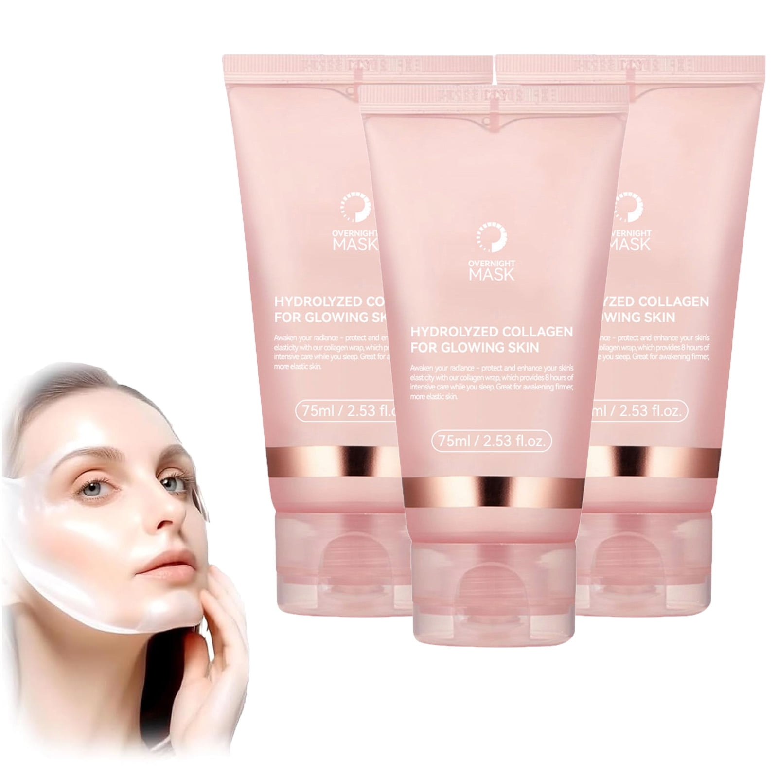 Collagen Night Wrapping Mask, Collagen Overnight Wrapping Peel Off Facial Mask, Hydrolyzed