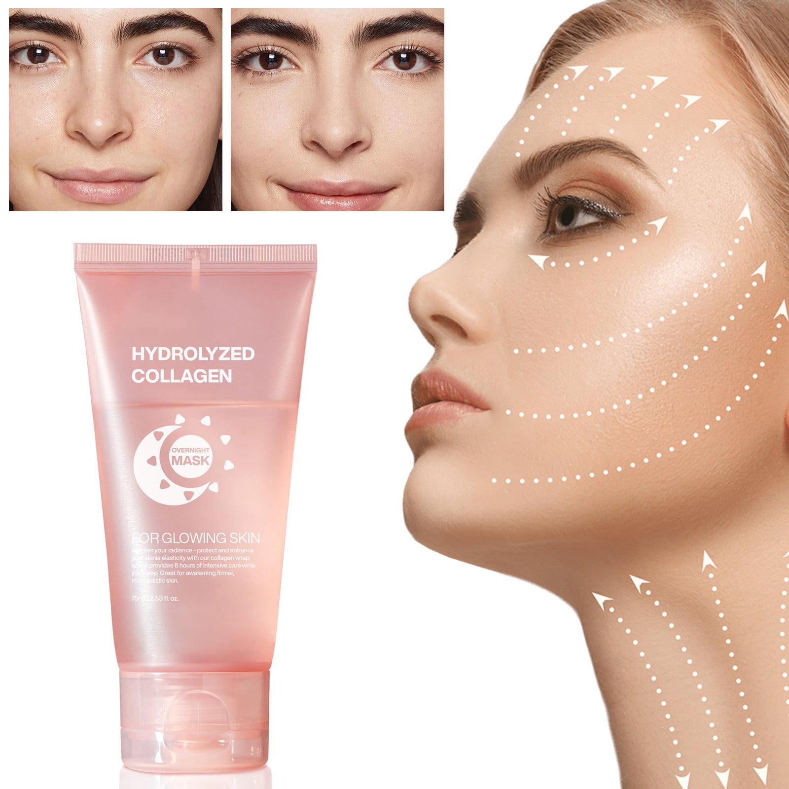 Collagen Übernacht-Maske (Peel-Off) – Intensive Feuchtigkeitspflege Für Strahlende Haut, 75 Ml