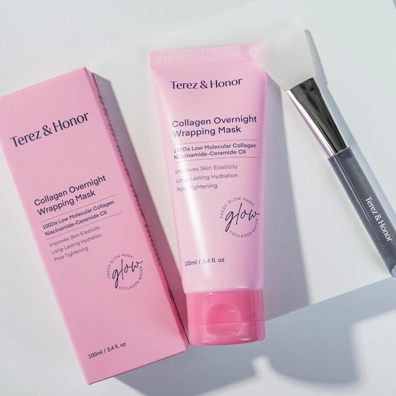 TEREZ & HONOR Collagen Night Wrapping Peel-Off Mask – Korean Hydrating & Firming Face Mask for Glow & Elasticity – 100Dalton Micro Collagen for Glass Skin – Dermatologist Tested, 3.4 FL OZ / 100 mL