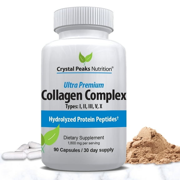 Collagen Peptide Pill - Types I, II, III, V, X - Anti-Aging - Premium Collagen Supplements & Collagen Pills - Hydrolyzed Protein Pills for Women & Men 1800 mg for Youthful Skin