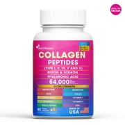 Collagen Peptide Capsules for Women Type I, II, III, V & 10 Supplement, 90 Count, Nutri Nation
