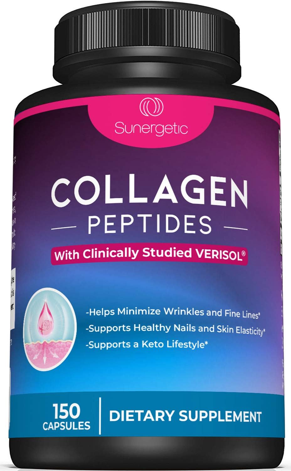 Cápsulas de Péptidos de Colágeno, Suplemento de Colágeno para Articulaciones, Cabello, Piel y Uñas, 150 Unidades