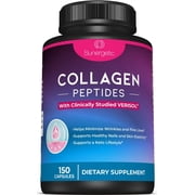 Sunergetic Collagen Peptides Capsules, Collagen Supplement for Joints, Hair, Skin, and Nails, 150 Count
