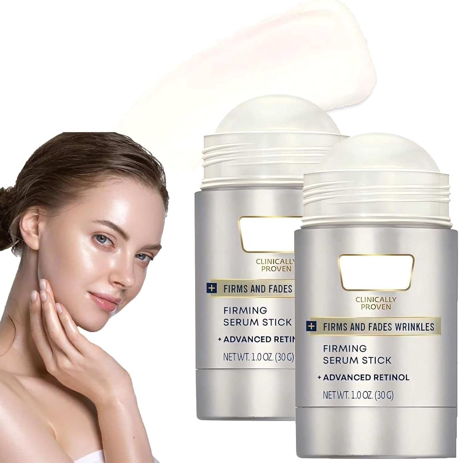 Retinol Firming Serum Stick – 2 Stück, Mit Kollagen-Peptiden – Strafft & Glättet Gesicht, Hals, Kiefer