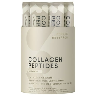 Sports Research® Collagen Peptides Hydrolyzed Type 1 & 3 Protein Supplement - Women & Men (20 Servings)