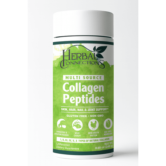 Collagen Peptides Powder - 10g Types I II III IV V X Collagen + Probiotic & Enzymes for Hair Skin Joint & Gut Support | Grass-Fed Bovine,Wild-Caught Fish,Chicken Bone Broth,Eggshell | Unflavored