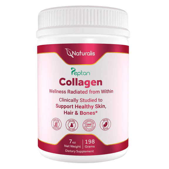 Naturalis Collagen Peptides Powder (7oz) | Made with Peptan Collagen, Clinically Studied to Support Healthy Skin, Hair & Bones* | Soy & Gluten Free, Grass-Fed, Non-GMO, Halal, Kosher | Starter Pack