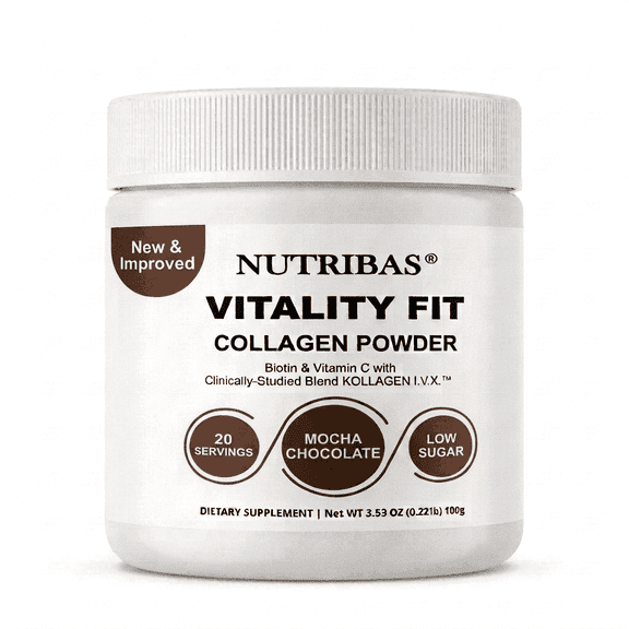 NUTRIBAS Multi Collagen Protein Powder, Coffee Creamer, For Whole Body Support, Women Men, Mocha Chocolate, 3.53 oz