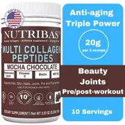 Collagen Powder Chocolate | Flavored Collagen Powder | Multi Collagen Peptides | Hyaluronic Collagen | Collagen Creamer with MCT | NUTRIBAS