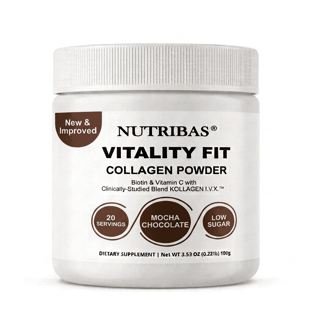 Nutribas Multi Collagen Powder Advanced, for Hair Skin Nails, Joints and Energy Support, Chocolate,  20 servings