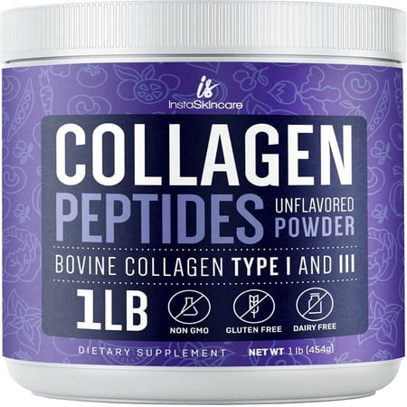 Collagen Peptides Powder Hydrolyzed Protein Types 1&3 Anti-aging Supplement 1 LB