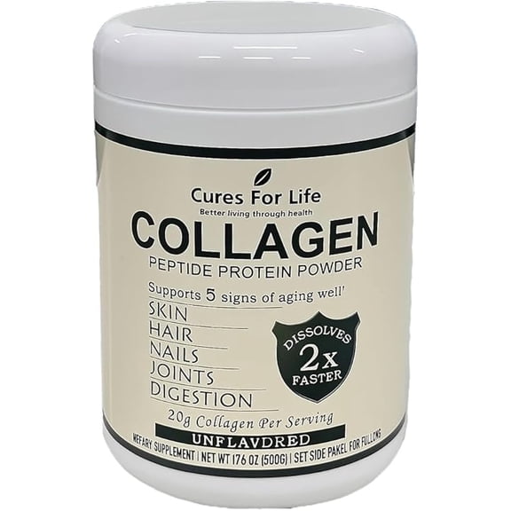 Collagen Peptides Powder Hydrolyzed, Unflavored, 500g Non-GMO, Kosher, Keto Supports Skin, Hair, Nails, Joints & Digestion Quick Dissolve, Pasture-Raised