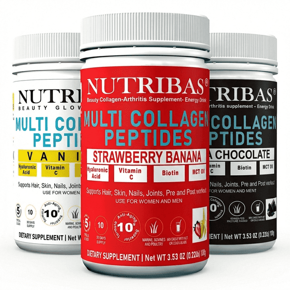Nutribas Collagen Powder with Vitamin C  Collagen Peptides Powder for Protein Collagen Shakes | Easy-Mix Collagen Mix | Protein for Women & Men