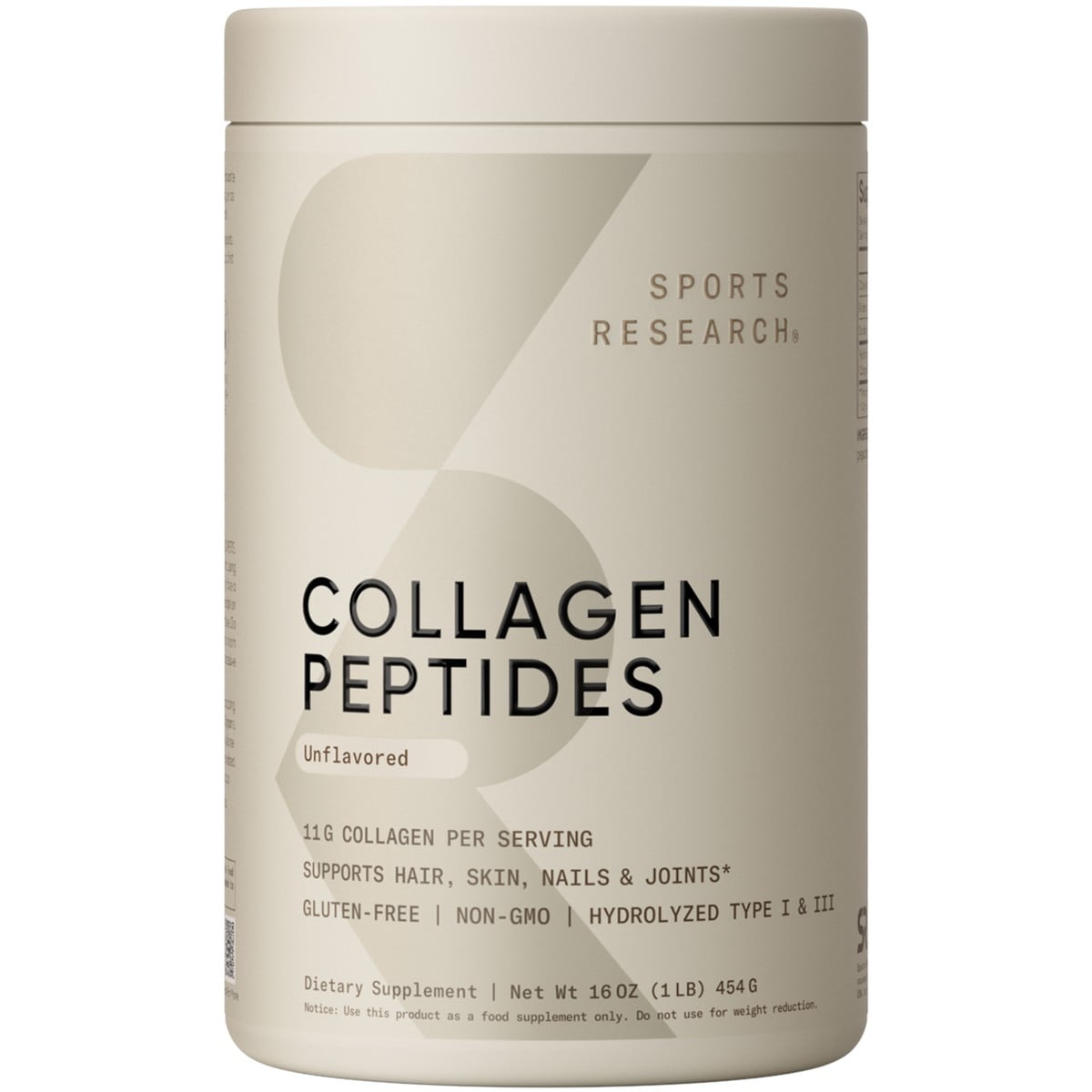 Sports Research Collagen Peptides for Women & Men Hydrolyzed Type 1 & 3 Collagen Powder Protein (41 Servings)