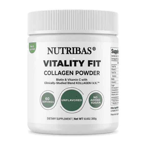 NUTRIBAS Multi Collagen Protein Powder, Coffee Creamer, For Whole Body Support, Women Men, Unflavored, 10.6 oz