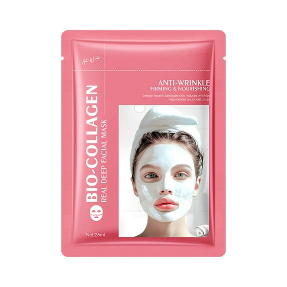 Collagen Real Deep Mask, Overnight Hydrating Face Mask for All Skin Types, Hydrating, Pore-Minimizing & Firming Facial Sheet Mask, Original Hydrating Collagen Face Mask