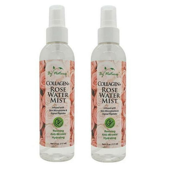 Collagen + Rose Water Mist for Face and Skin with Microbiome Kombucha and Rice Water 6 fl oz (Pack of 2)
