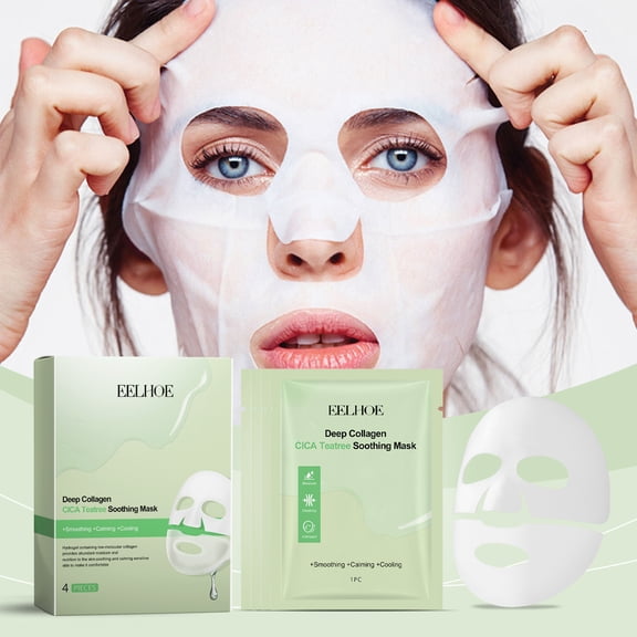 Collagen Tea Tree Skin Care Facial Mask (Boxed) - Hydrating, Moisturizing, Enhances Skin Elasticity and Radiance, Skin Care Mask