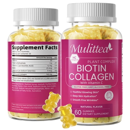 Collagen Vitamin Gummies With Biotin,Zinc for Hair, Skin, Nails, Immune Support -60Ct(2 Pack)
