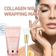 Collagen Wrapping Mask, Collagen Overnight Wrapping Peel Off Facial Mask,Collagen Wrapping Mask,Collagen Overnight Face Mask，75g with brush