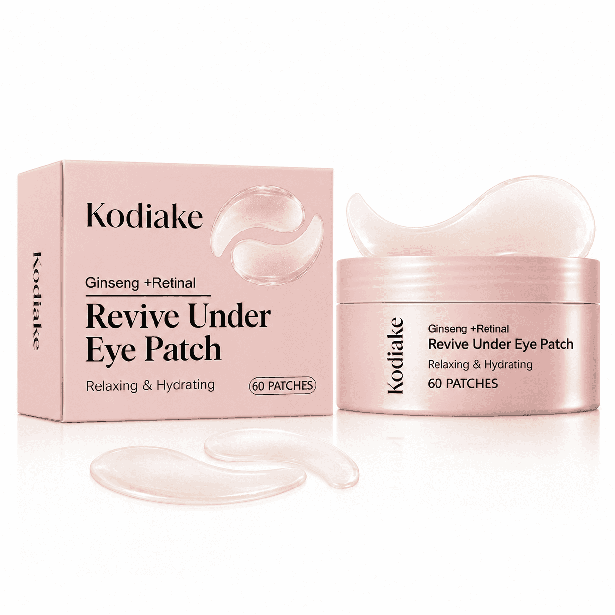 Kodiake Ginseng and Retinal Revive Under Eye Patches 60 Count, Hydrating Eye Masks for Puffy Eyes, Dark Circles and Fine Lines Care