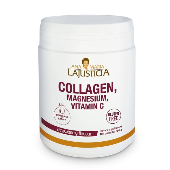 Collagen with Magnesium and Vitamin C, Powder 350g. (12.4 OZ) | Strawberry Flavor | Ana Maria Lajusticia