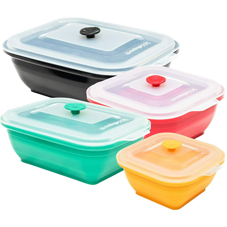Collapse-it Silicone Food Storage Containers - BPA Free Airtight Silicone  Lids, 4 Piece Set of 6-Cup, 4-Cup, 3.5-Cup, 2-Cup Collapsible Lunch Box