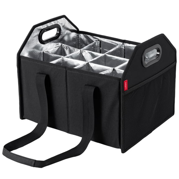 Collapsible 12 Bottle Storage Box Reusable Portable Wine Carrier Case for Tote Bag Moving, Vacation Bottle Caddy Grocery Shopping Accessory (Gray)