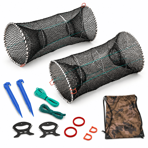 Collapsible 2-Pack Fishing Traps for Crabs, Crawfish, Shrimp and More