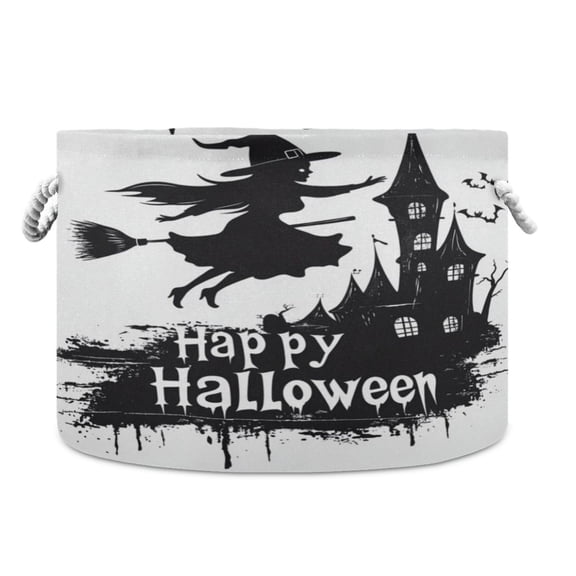 Collapsible 20" Round Storage Basket with Handles Laundry Hamper Open Storage Bins A Creepy Castle