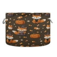 thumbnail image 1 of Collapsible 20" Round Storage Basket with Handles Laundry Hamper Open Storage Bins Cute Foxes in Cute Costumes, 1 of 6