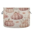 thumbnail image 1 of Collapsible 20" Round Storage Basket with Handles Laundry Hamper Open Storage Bins Pumpkins Adorned in Bows and Flowers, 1 of 6