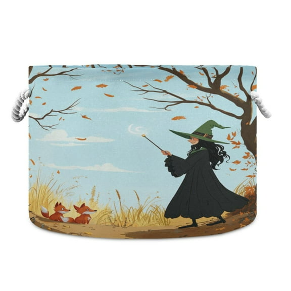 Collapsible 20" Round Storage Basket with Handles Laundry Hamper Open Storage Bins Red Fox