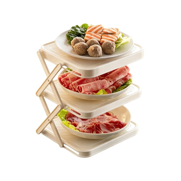 Collapsible 3-Tier Serving Rack Storage Organizer For Kitchen, Space-Saving Stackable Display Stand For Party Buffet, Food Prep, Countertop Shelf For Dining, Dinnerware,