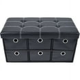 thumbnail image 1 of Collapsible 6 Drawer Storage Ottoman, Black Faux Leather, 30" x 15" x 15", 1 of 7