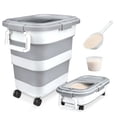 thumbnail image 1 of Collapsible Airtight Rice Storage Container, 10-40 lb Capacity Rice Dispenser Bin with Cup & Scoop, Pet Dog Food Storage Container 25lb, for Flour Cereal Pasta Grain, 1 of 7