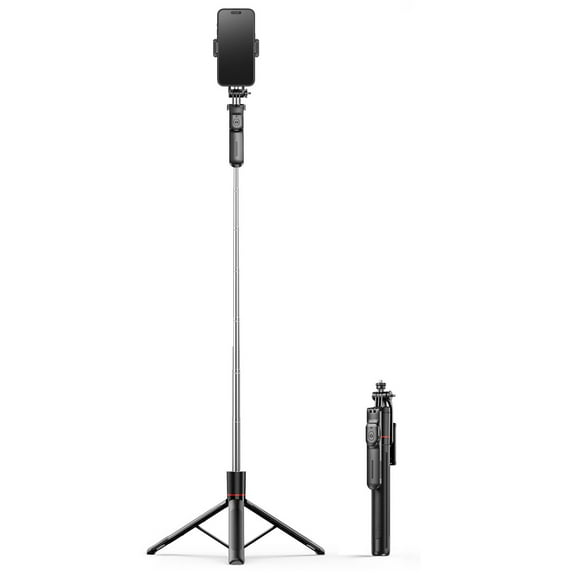 Collapsible Aluminum Alloy Gimbal Selfie Stick - 75cm Retractable Stabilizer with Tripod & Desktop Holder for Live Streaming