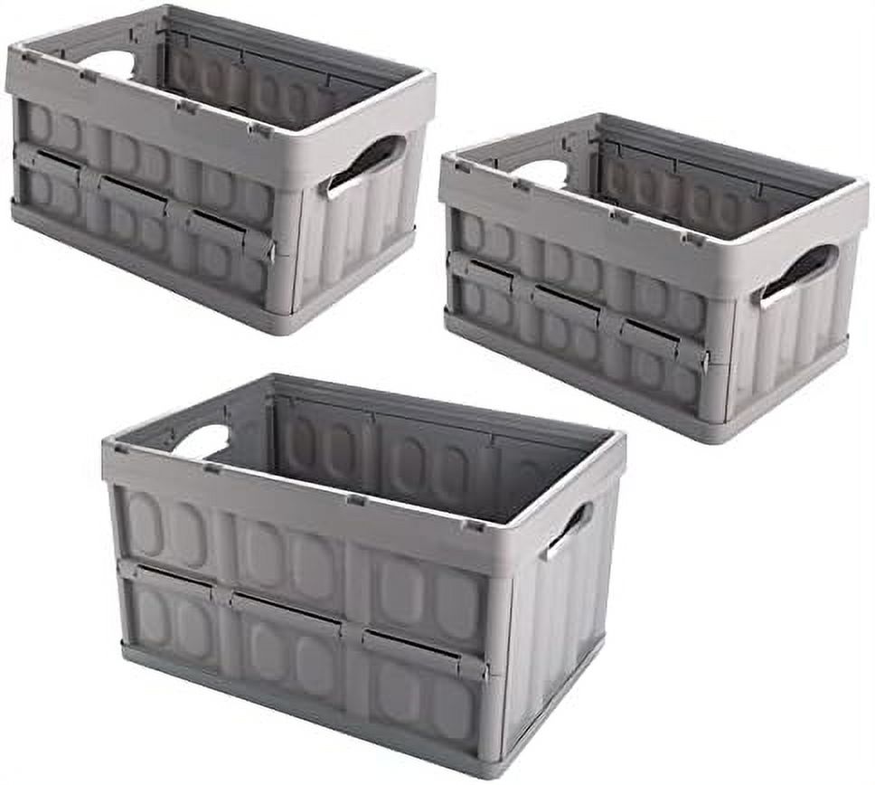 Collapsible And Foldable Plastic Storage Bins Containers. Stackable