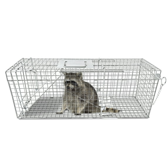 Collapsible Animal Trap Cage 32"x12"x10" Humane Catch and Release Steel Cage Foldable