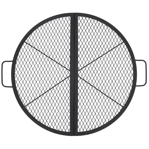 Collapsible BBQ Grill Grate for Fire Pit – Non-Stick Carbon Steel Cooking Grid with Handles, Rust Resistant Portable for Camping RV Backyard