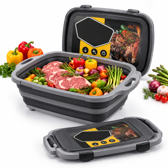 Collapsible BBQ Prep Tub With Lid 20"L x 16.3"W 4.2 Gal 3-in-1