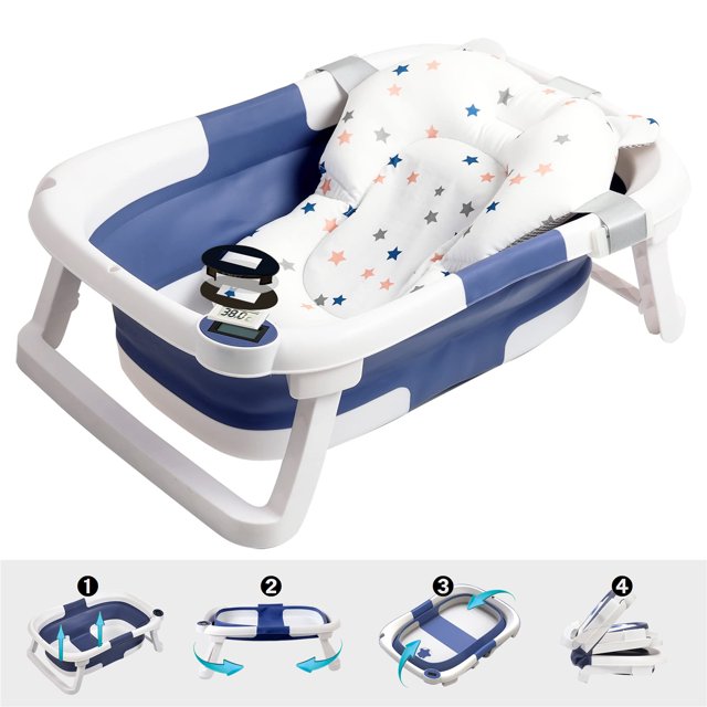 Collapsible Baby Bathtub for Infants to Toddler, Portable Travel