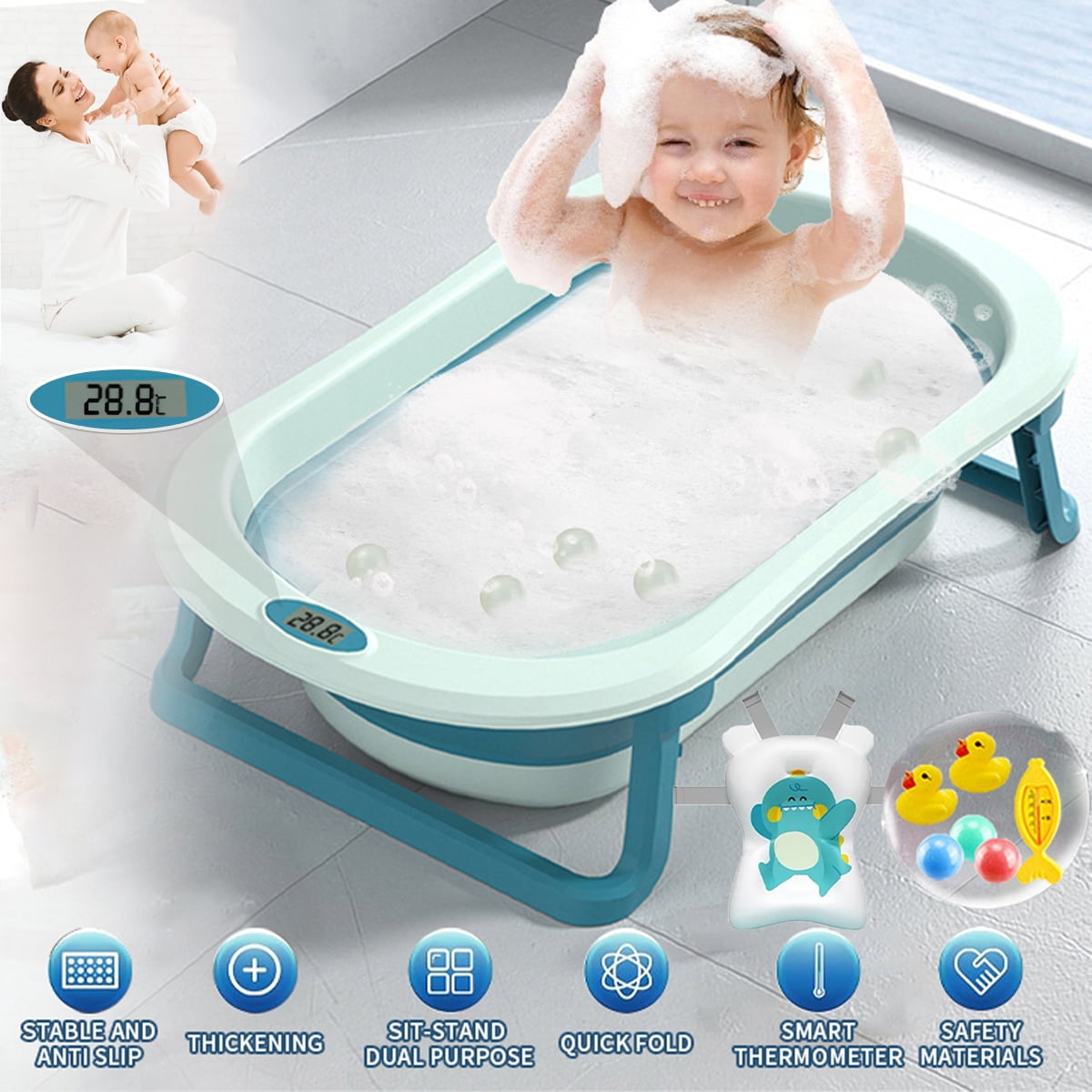 Collapsible Baby Bathtubs for Newborns to Toddler, Infants Anti Slip