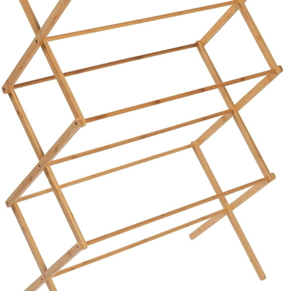 Collapsible Bamboo Drying Rack Sturdy & Foldable Laundry Drying Rack, Space-Saving & Portable Clothes Rack for Air-Drying Clothes, Towels, Blankets & Delicates, Indoor & Outdoor Use.